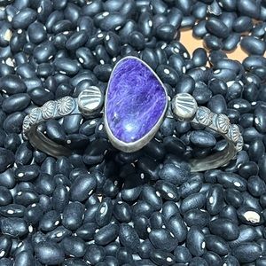NA made sterling silver Charoite stacker cuff